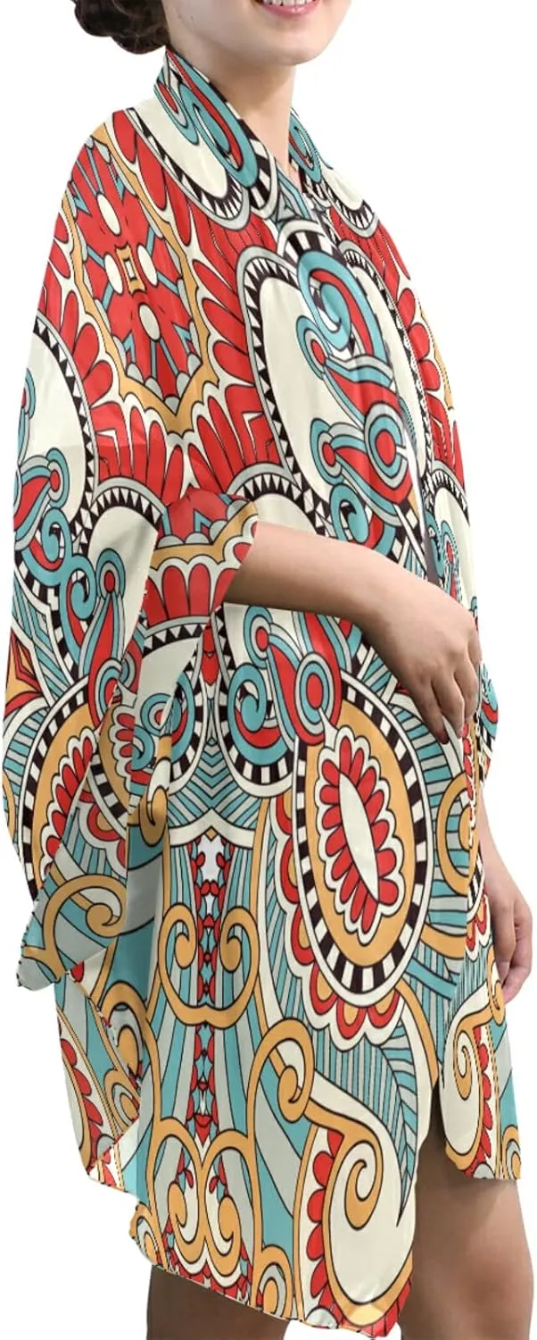 Women Long Silk Scarf, Satin Shawl Chiffon Large Stole Headscarf Sunscreen Wrap