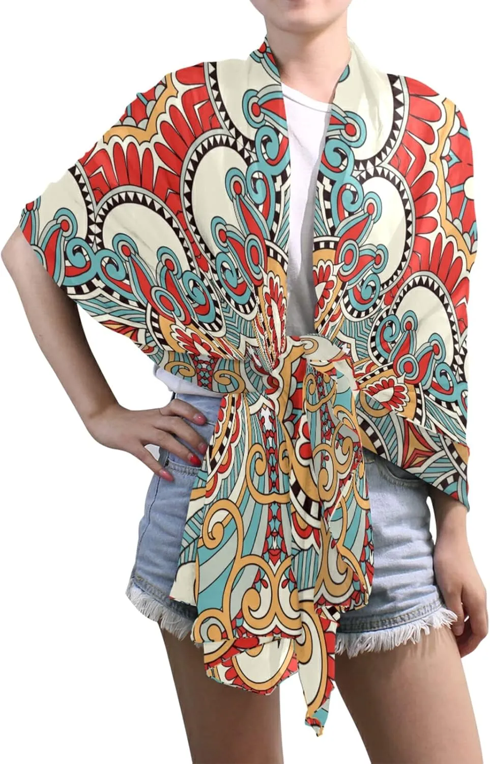 Women Long Silk Scarf, Satin Shawl Chiffon Large Stole Headscarf Sunscreen Wrap