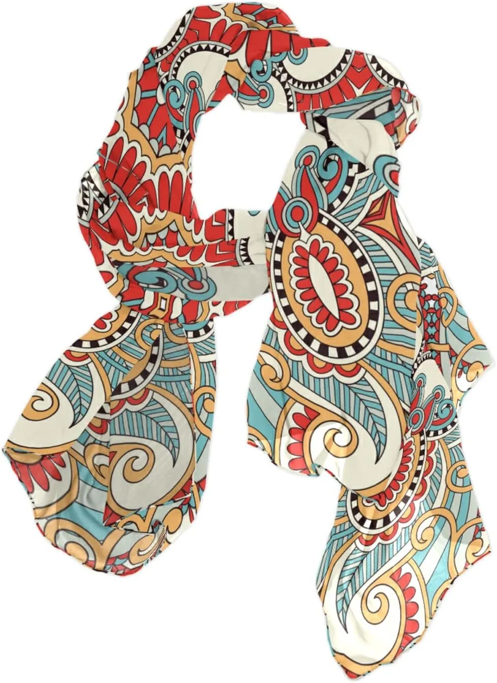 Women Long Silk Scarf, Satin Shawl Chiffon Large Stole Headscarf Sunscreen Wrap