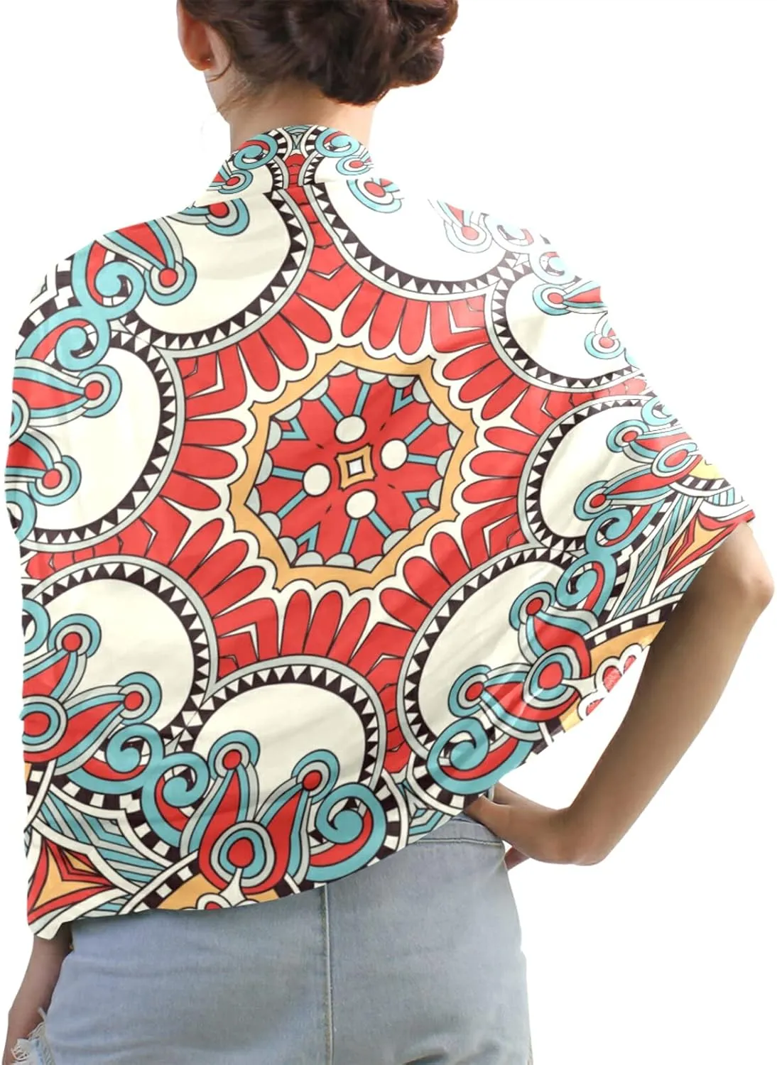 Women Long Silk Scarf, Satin Shawl Chiffon Large Stole Headscarf Sunscreen Wrap