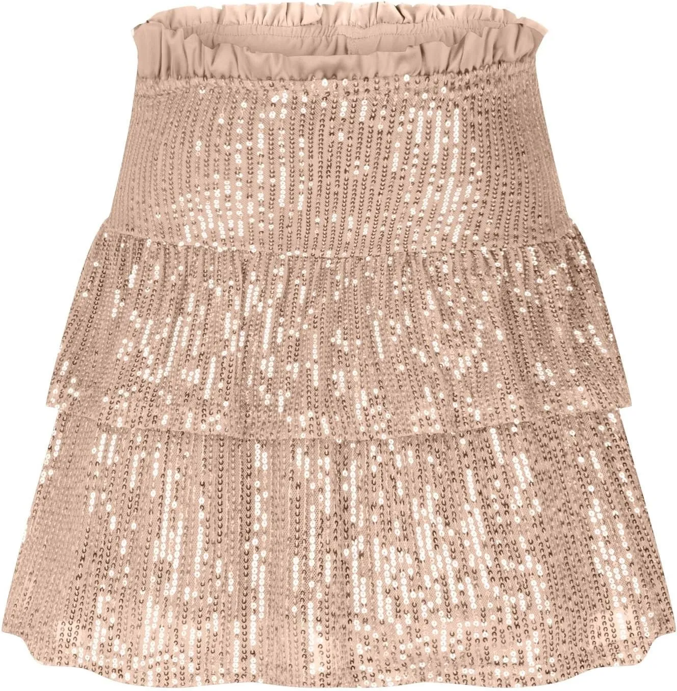 Women Sequin Skirt Sparkly Cute High Waist Ruffle Flowy Shiny Glitter Y2K Mini Short Skirts Night Out Club Party