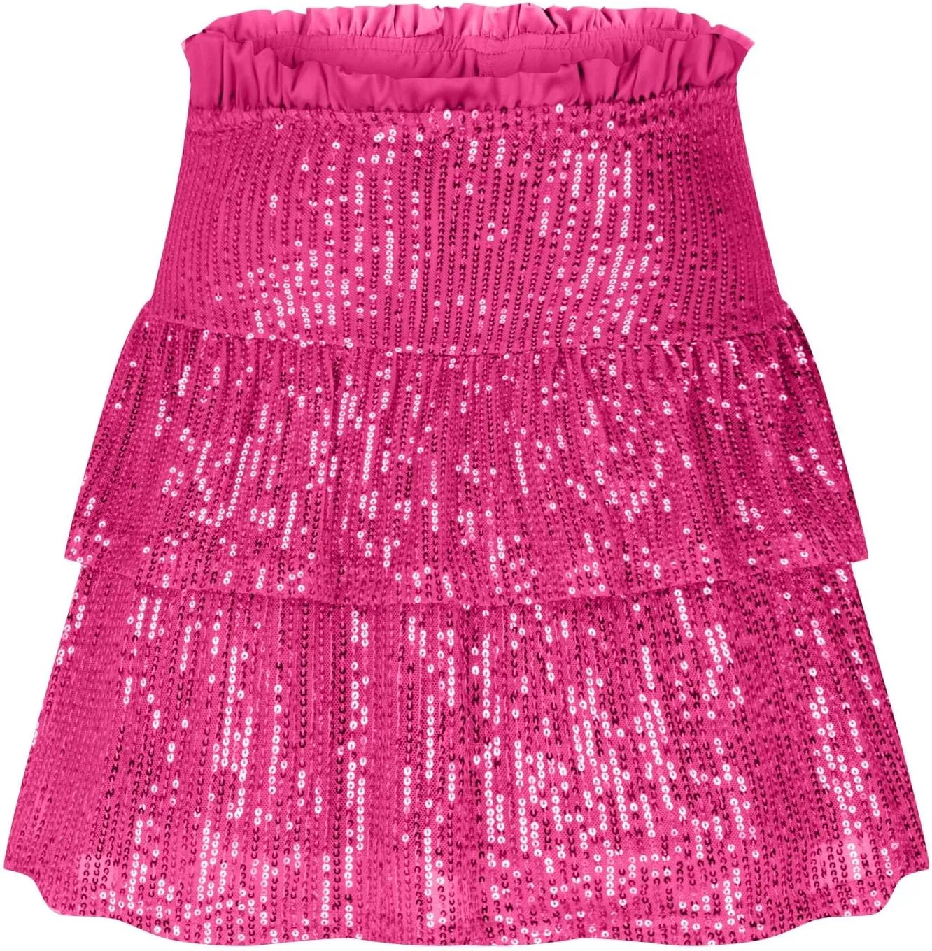 Women Sequin Skirt Sparkly Cute High Waist Ruffle Flowy Shiny Glitter Y2K Mini Short Skirts Night Out Club Party
