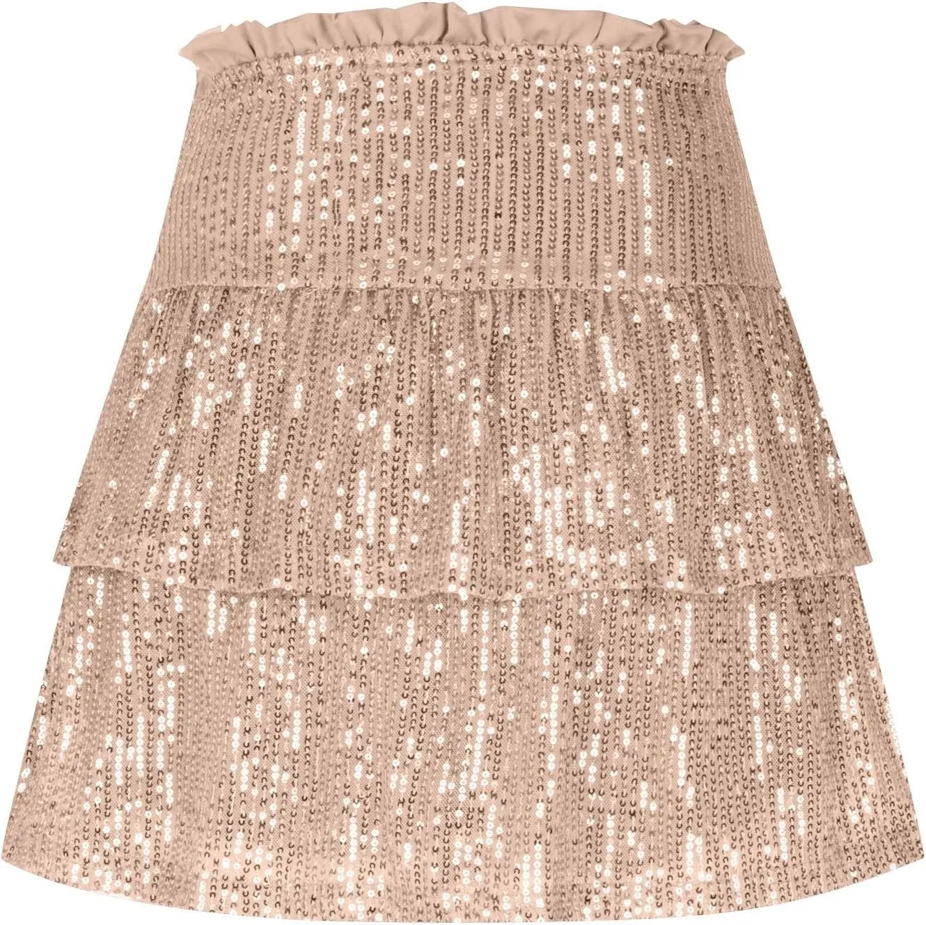 Women Sequin Skirt Sparkly Cute High Waist Ruffle Flowy Shiny Glitter Y2K Mini Short Skirts Night Out Club Party