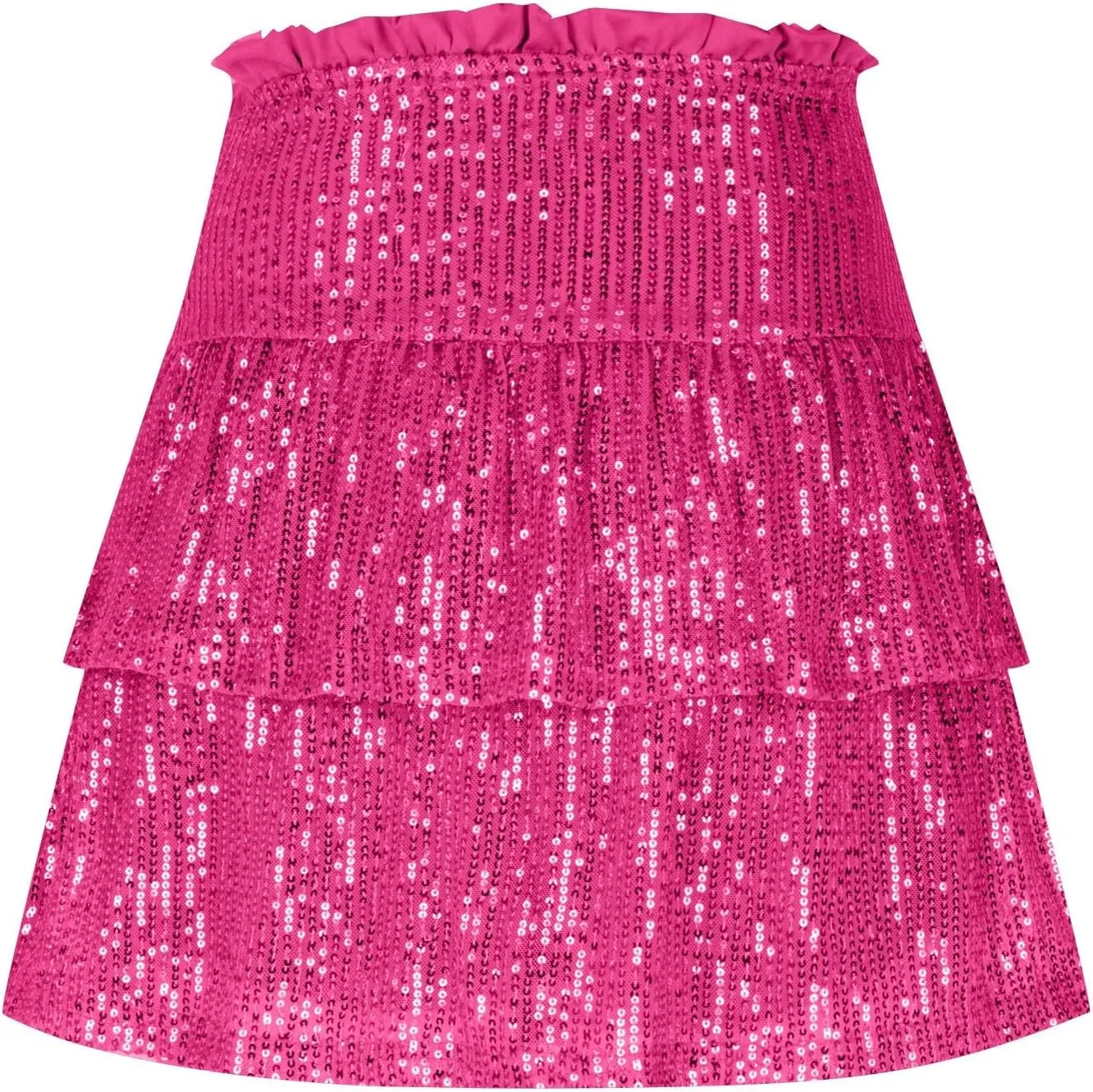 Women Sequin Skirt Sparkly Cute High Waist Ruffle Flowy Shiny Glitter Y2K Mini Short Skirts Night Out Club Party