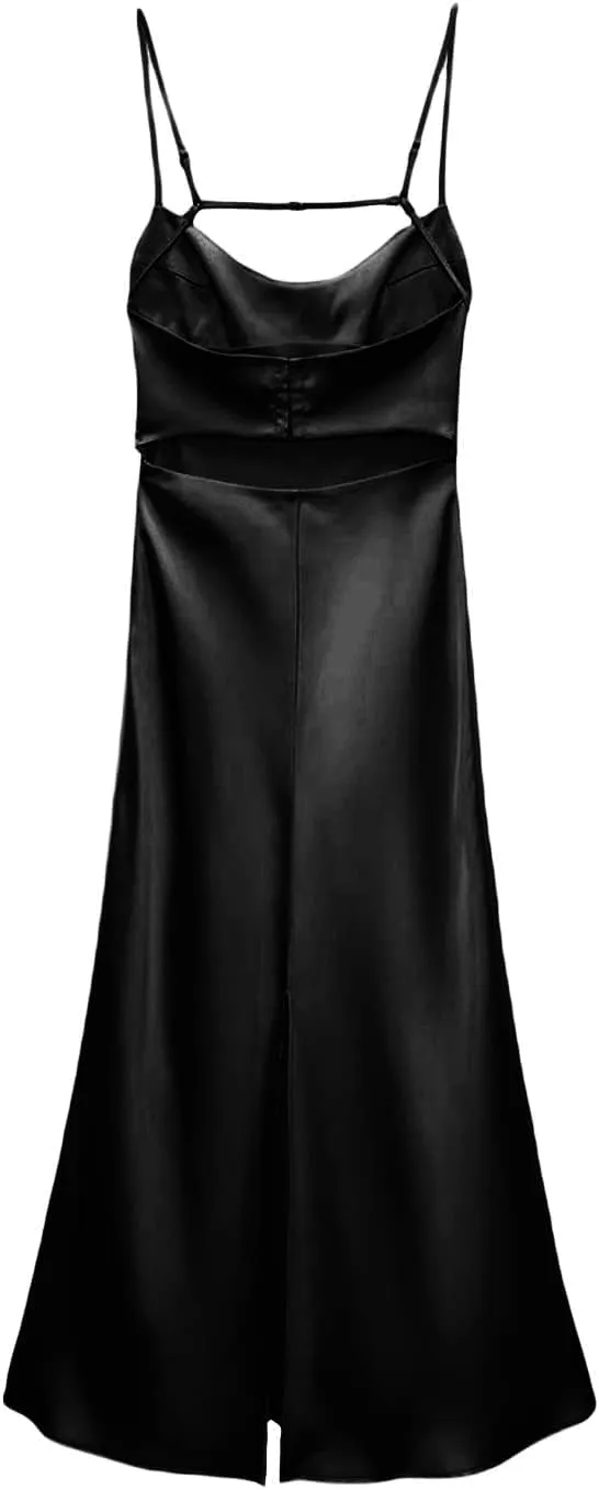 Women Slip Satin Maxi Dress Sleeveless Bodycon Long Dresses Backless Party Cocktail Dresses Summer 2023