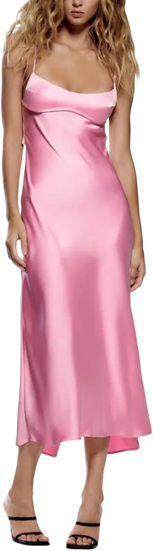 Women Slip Satin Maxi Dress Sleeveless Bodycon Long Dresses Backless Party Cocktail Dresses Summer 2023