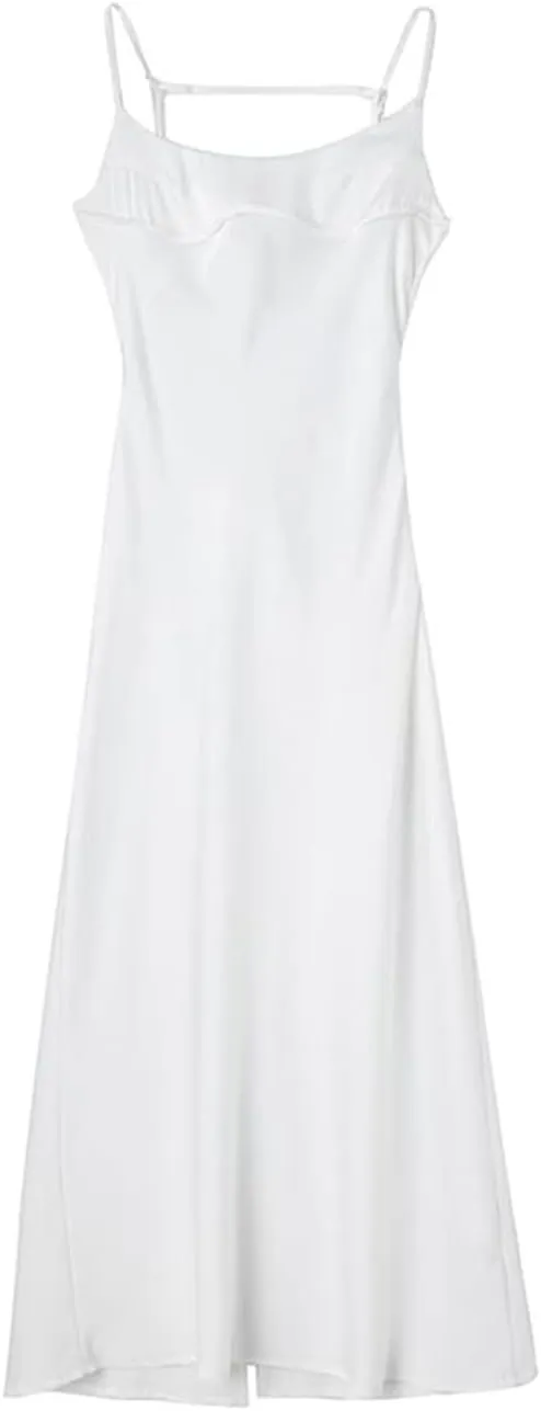 Women Slip Satin Maxi Dress Sleeveless Bodycon Long Dresses Backless Party Cocktail Dresses Summer 2023