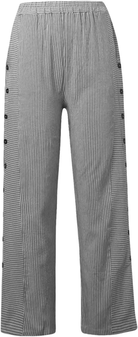 Women Summer Casual Linen Pants Straight Leg Elastic Waist Pockets Cropped Pants, Small-5X-Large, Beige