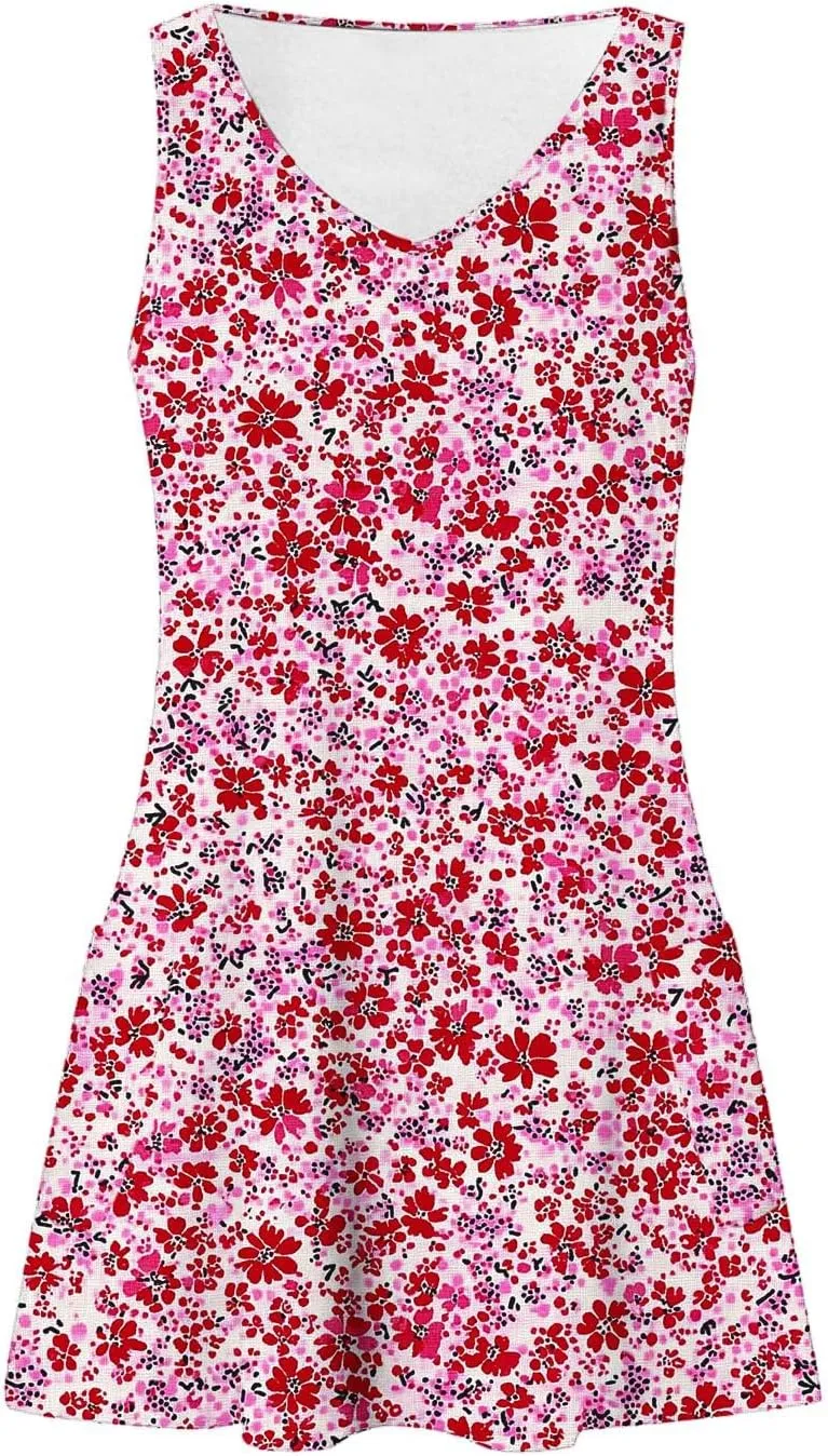 Women Summer Dresses 2025 Floral Printed Sleeveless Casual Short Dress Loose Fit Flowy Sundresses