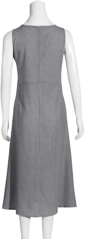 Women Summer Dresses Sun Dresses 2025 Vacation Plus Size Swing Linen Dress Sleeveless Maxi Dress with Pockects