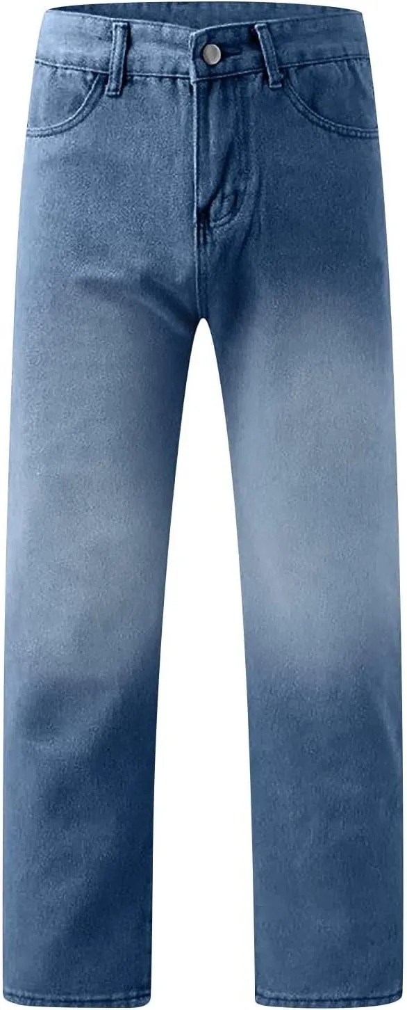 Women Sweatpant Jeans Y2K Low Rise Baggy Denim Pants Trendy High Waisted Wide Leg Boyfriend Barrel Jeans w/Pockets