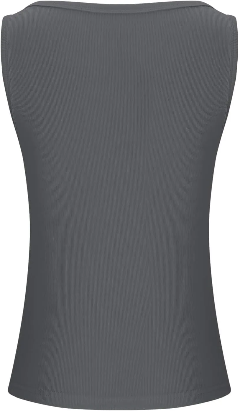 Women Yoga Tank Tops Summer Workout Racerback Ribbed Shirts Trendy Casual Sexy Clothes Sports Gym Vacation Outfits