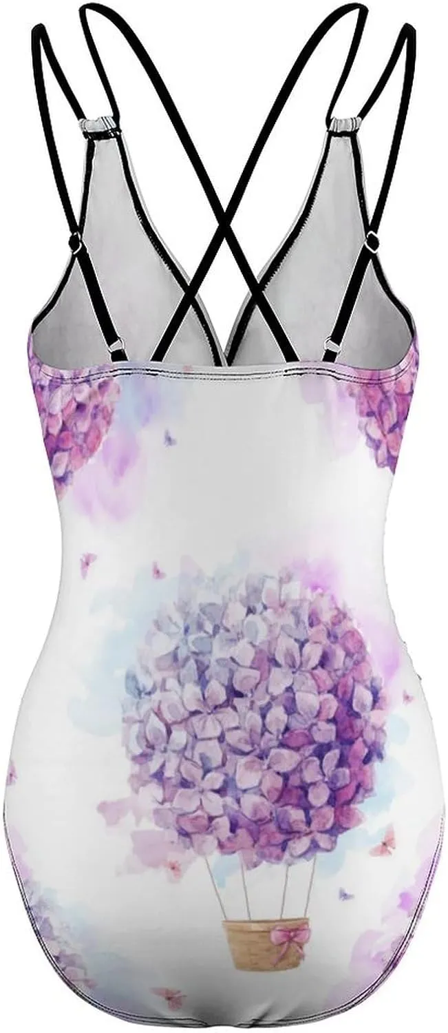 Womens' 1 Piece Swimwears Spaghetti Strap Tummy Control Ball Flower Casual Full Coverage Swimsuit