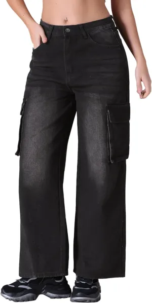 Women's Baggy Cargo Jeans High Waisted Casual 2025 Trendy Wide Leg Denim Pants
