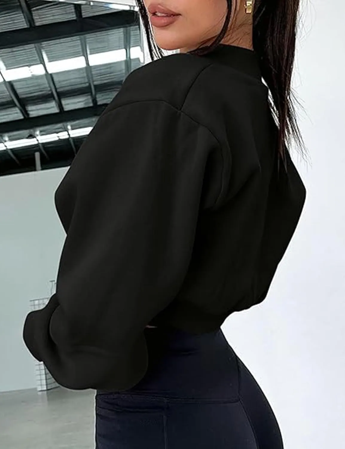 Women's Bolero Sweater Shrugs Y2K Open Front Workout Sweatshirt Long Sleeve Crop Tops