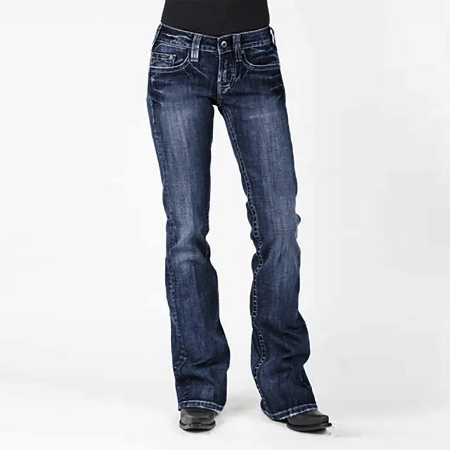 Women's Bootcut Jeans High Waisted Classic Fit Denim Pants Stretch Boyfriend Jeans with Pockets Trousers with Pockets
