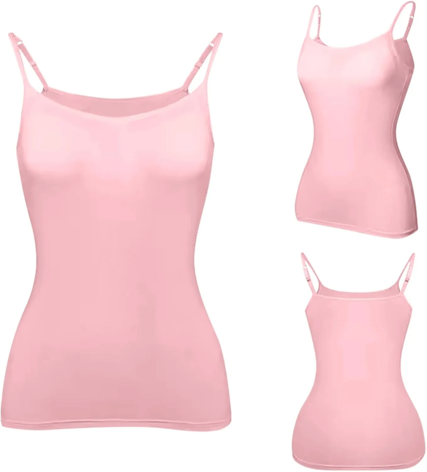 Womens Camisole Top with Built in Bra Adjustable Spaghetti Strap Tank Tops Workout Yoga Padded Sports Bras Plus Size