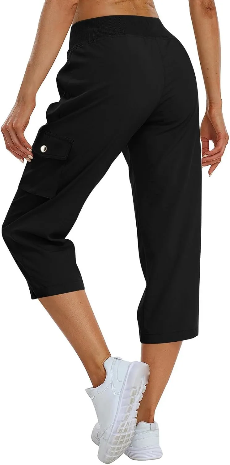Womens Cargo Capris Hiking Pants Loose Fit Casual Dressy Lightweight Ladies Baggy Trousers Cropped Sweatpants