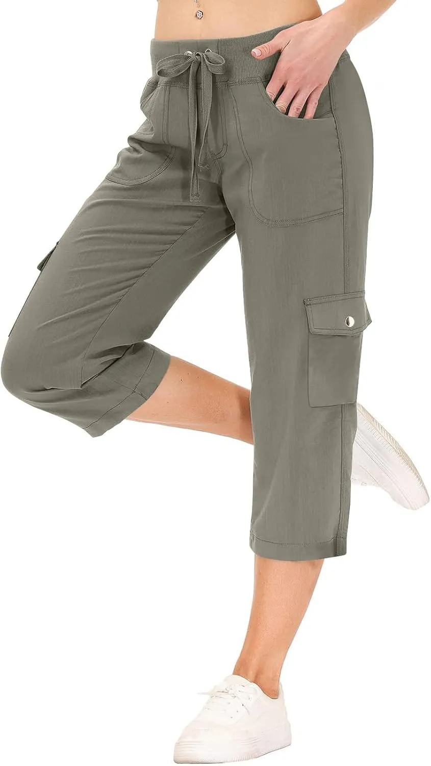Womens Cargo Capris Hiking Pants Loose Fit Casual Dressy Lightweight Ladies Baggy Trousers Cropped Sweatpants