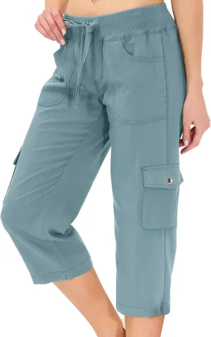 Womens Cargo Capris Hiking Pants Loose Fit Casual Dressy Lightweight Ladies Baggy Trousers Cropped Sweatpants