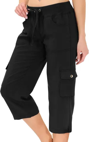 Womens Cargo Capris Hiking Pants Loose Fit Casual Dressy Lightweight Ladies Baggy Trousers Cropped Sweatpants