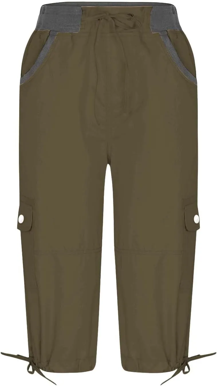 Women's Cargo Capris Pants with 6 Pockets Lightweight Quick Dry Travel Hiking Summer Pants Casual Cargo Capris