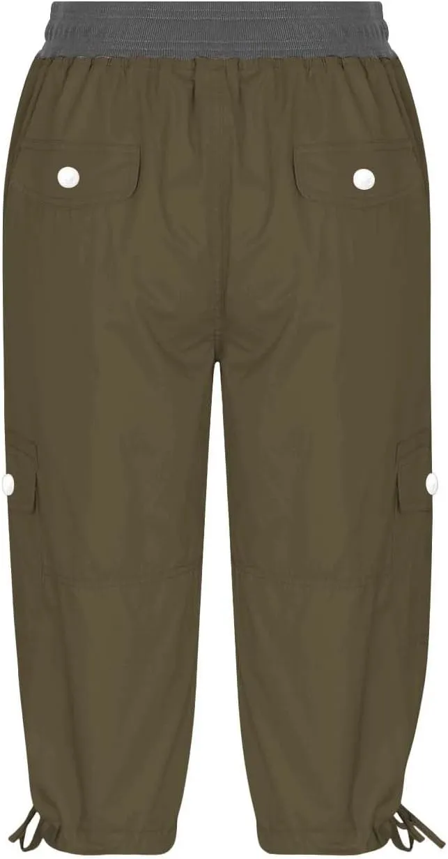 Women's Cargo Capris Pants with 6 Pockets Lightweight Quick Dry Travel Hiking Summer Pants Casual Cargo Capris