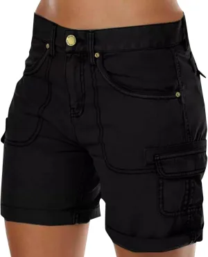 Womens Cargo Hiking Shorts Summer Casual High Waist Lightweight Cargo Shorts Althletic Workout Clothes with Pockets