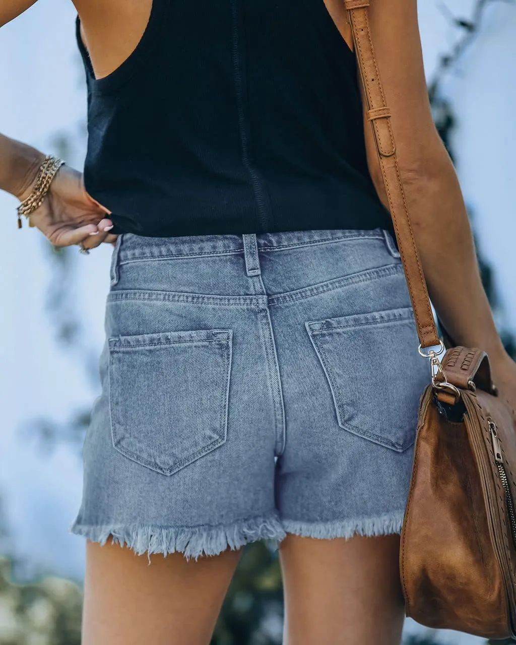 Women's Casual High Waisted Denim Shorts Frayed Raw Hem Stretch Ripped Jean Shorts