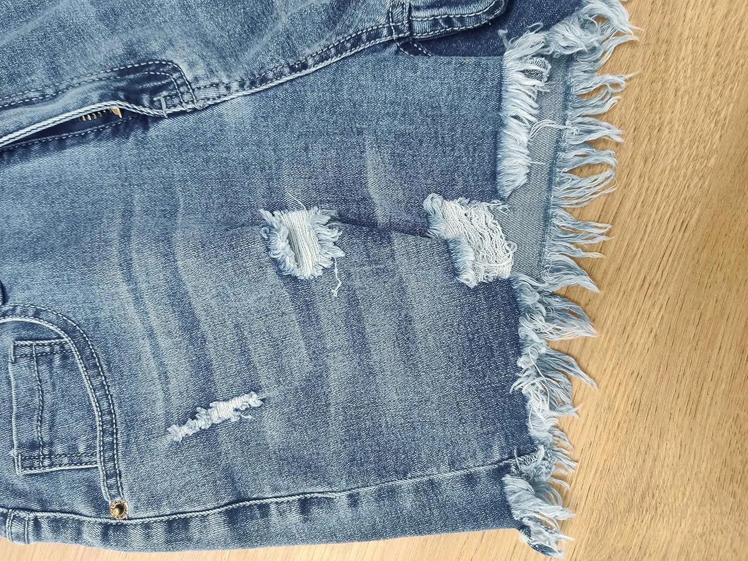 Women's Casual High Waisted Denim Shorts Frayed Raw Hem Stretch Ripped Jean Shorts