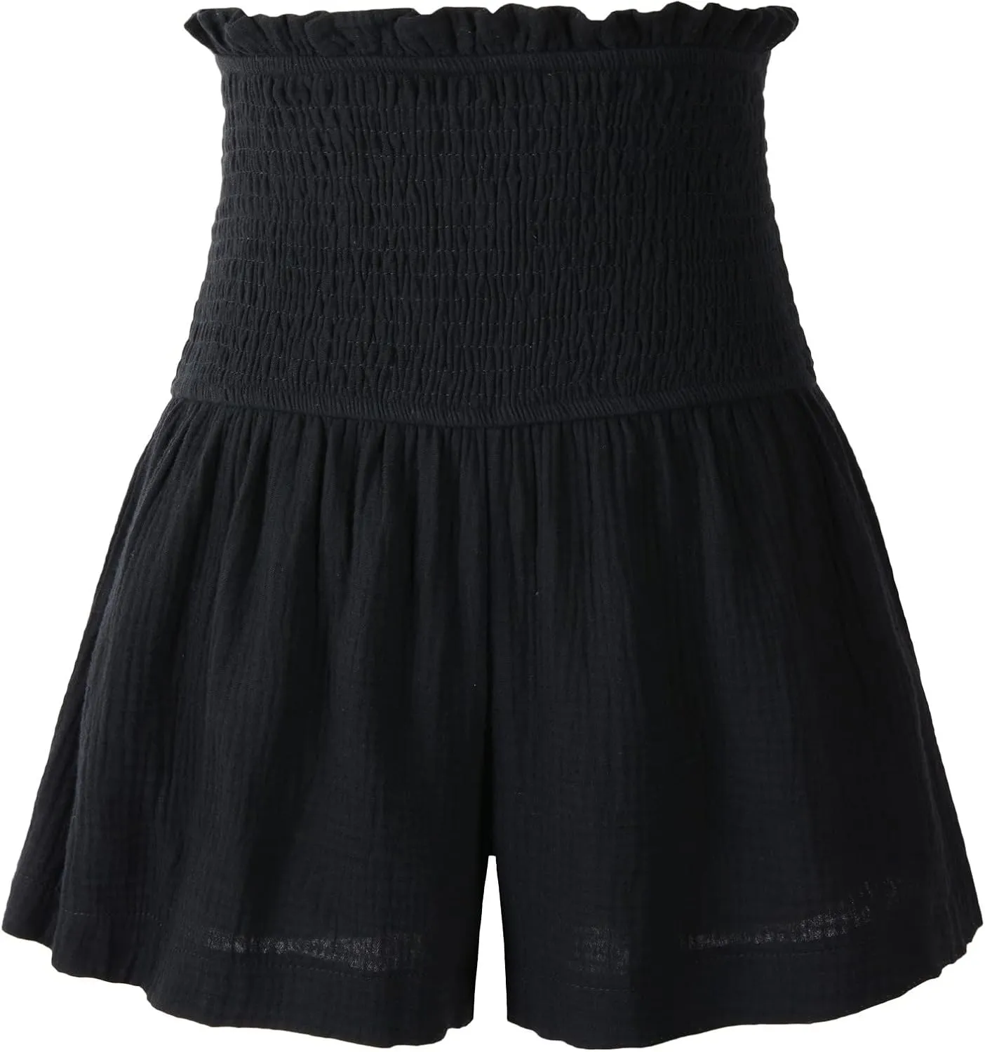 Women's Casual Shorts High Elastic Waisted Pleated Ruffle Cute Shorts Beach Flowy Shorts