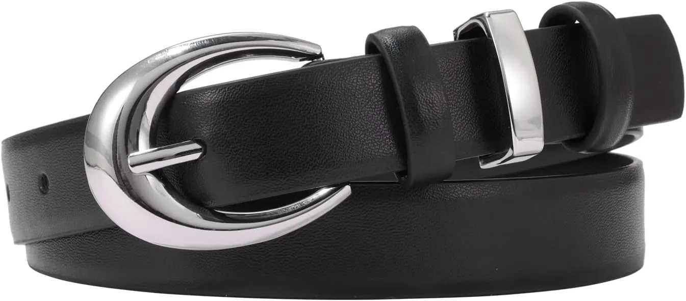 Women's Cow Leather Belt for Jeans Pants Fashion Ladies Skinny Dress Waist belt with Gold Buckle