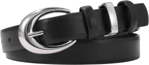 Women's Cow Leather Belt for Jeans Pants Fashion Ladies Skinny Dress Waist belt with Gold Buckle