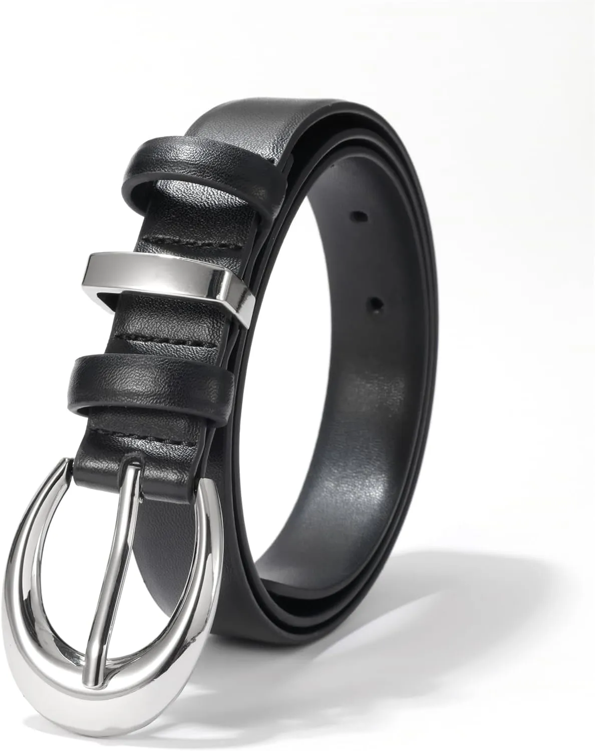 Women's Cow Leather Belt for Jeans Pants Fashion Ladies Skinny Dress Waist belt with Gold Buckle