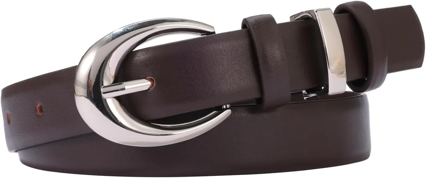 Women's Cow Leather Belt for Jeans Pants Fashion Ladies Skinny Dress Waist belt with Gold Buckle