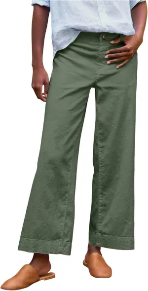 Womens Cropped Palazzo Pants Summer Capri Work Pants Ankle Length Dress Trouser Spring Straight Leg Chino Slacks 2025