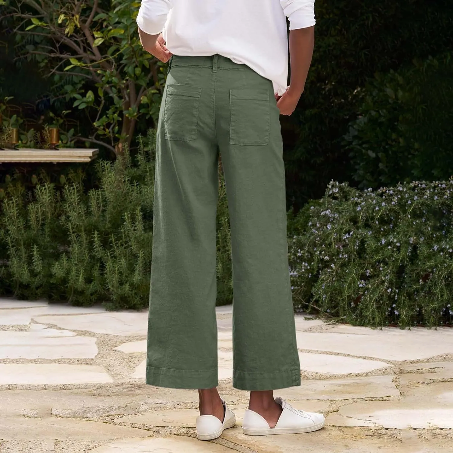 Womens Cropped Palazzo Pants Summer Capri Work Pants Ankle Length Dress Trouser Spring Straight Leg Chino Slacks 2025