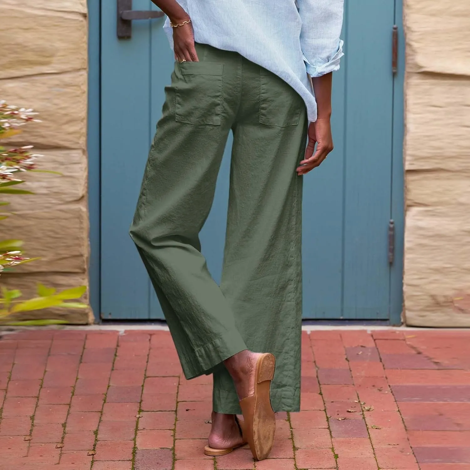 Womens Cropped Palazzo Pants Summer Capri Work Pants Ankle Length Dress Trouser Spring Straight Leg Chino Slacks 2025