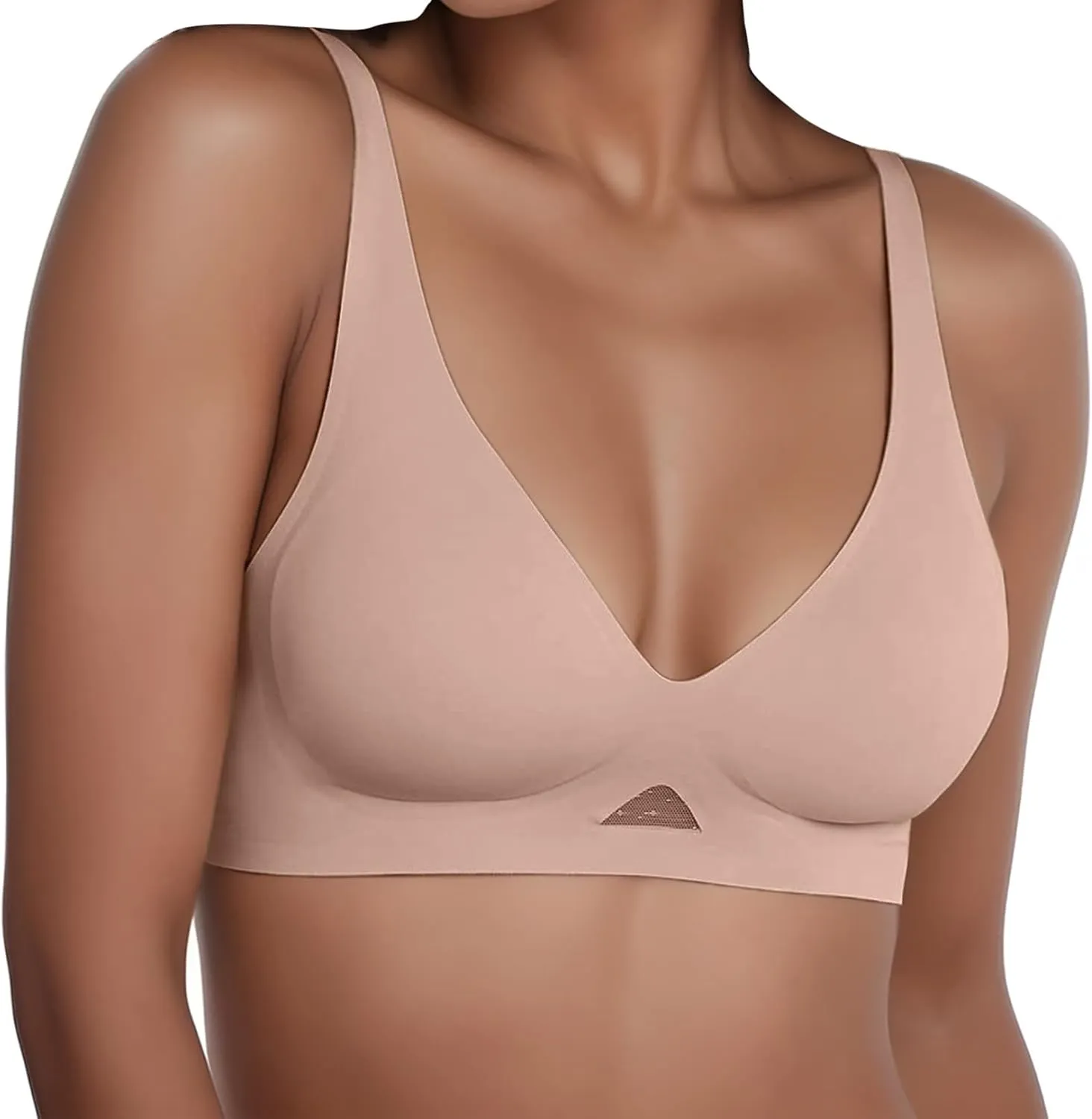 Womens Deep V Bras Comfortable Bras Support Push Up Bralettes Low Cut no Underwire Bras Plunge Seamless Tshirts Bras