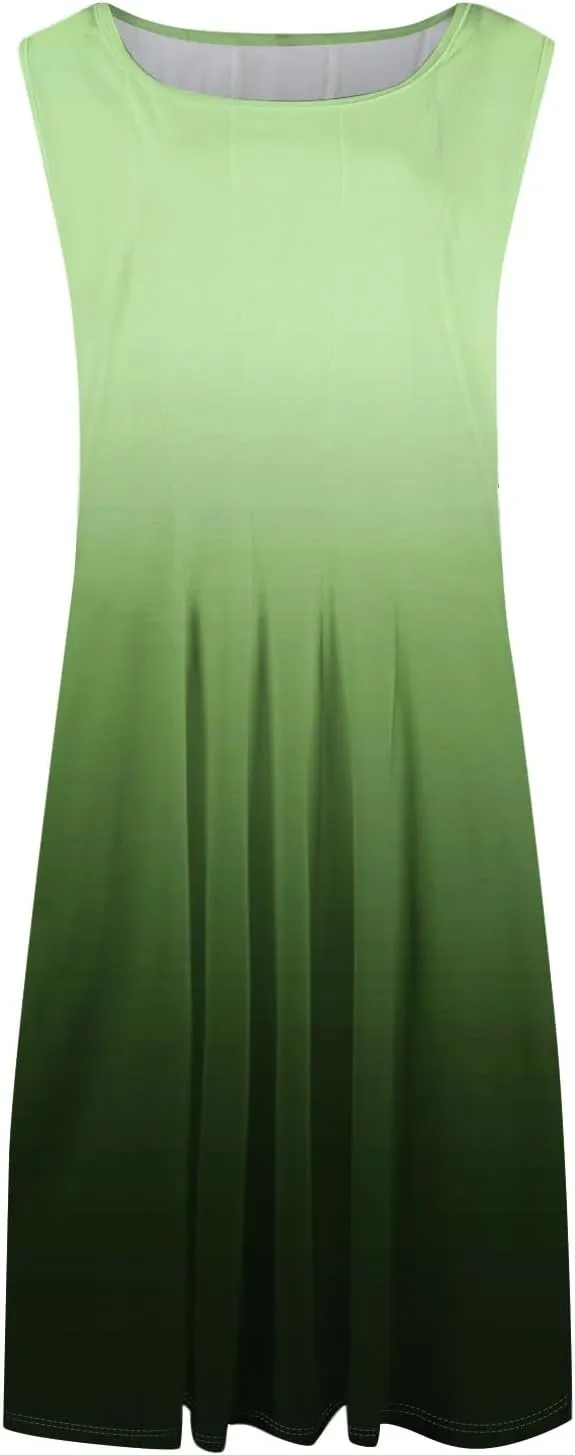 Women's Dresses Summer Tank Dress Cute Sundress Highwaisted Sleeveless Floral Dress Fashion Ruched Dresses with Pocket