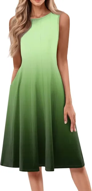 Women's Dresses Summer Tank Dress Cute Sundress Highwaisted Sleeveless Floral Dress Fashion Ruched Dresses with Pocket