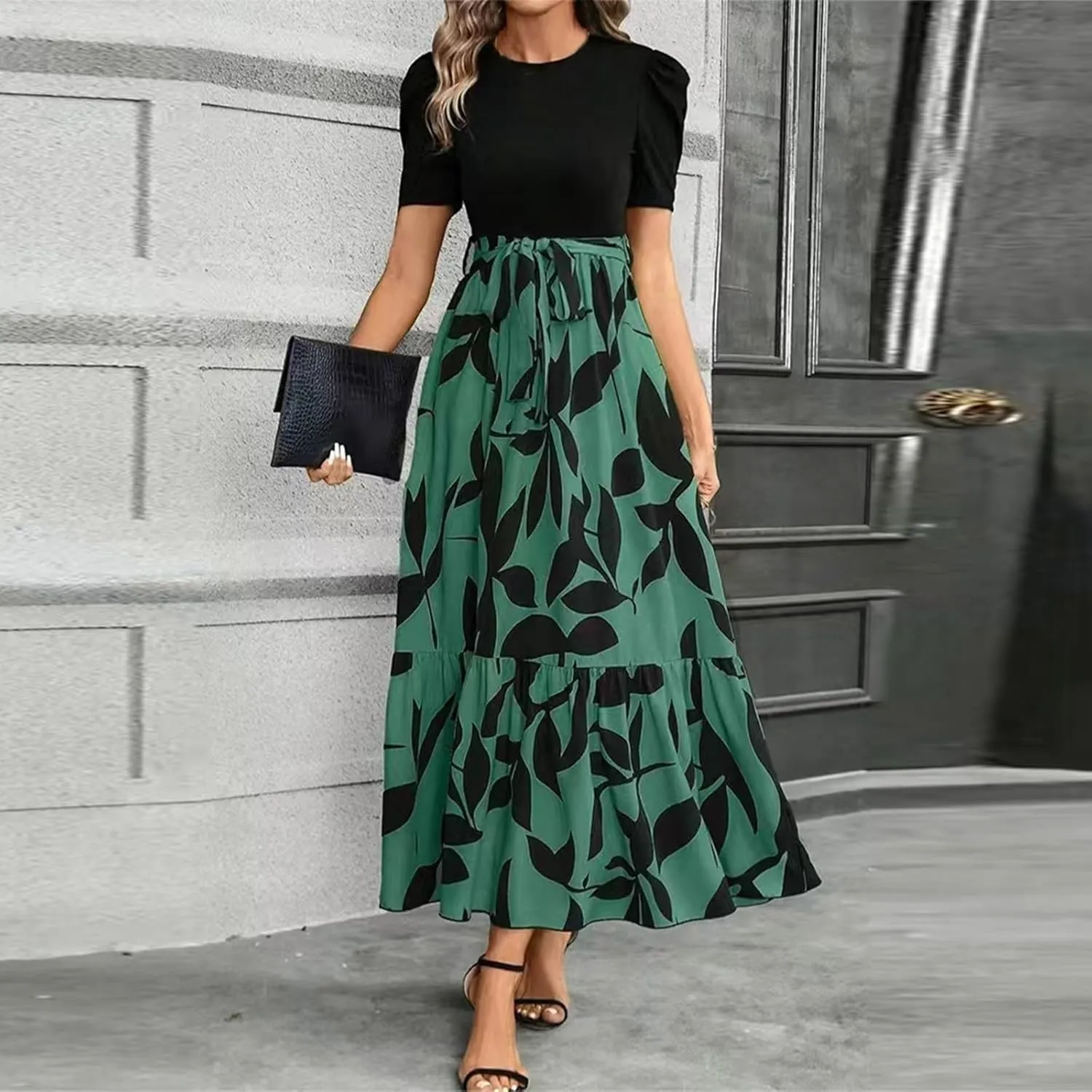 Womens Dresses,Womens Easter Dresses Plus Size A Line Wedding Guest Spring Summer Wrap Dress for Women 2025