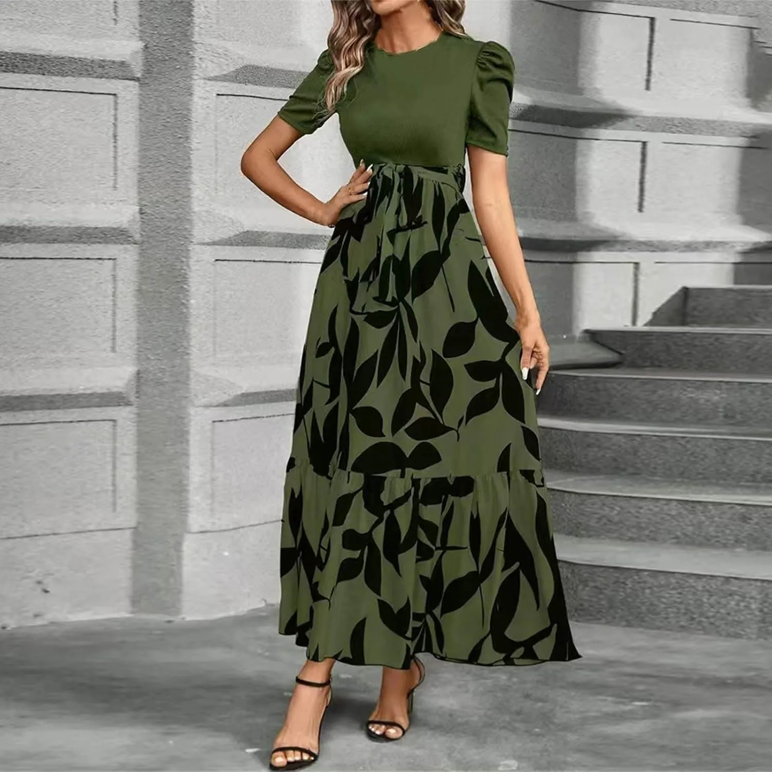 Womens Dresses,Womens Easter Dresses Plus Size A Line Wedding Guest Spring Summer Wrap Dress for Women 2025
