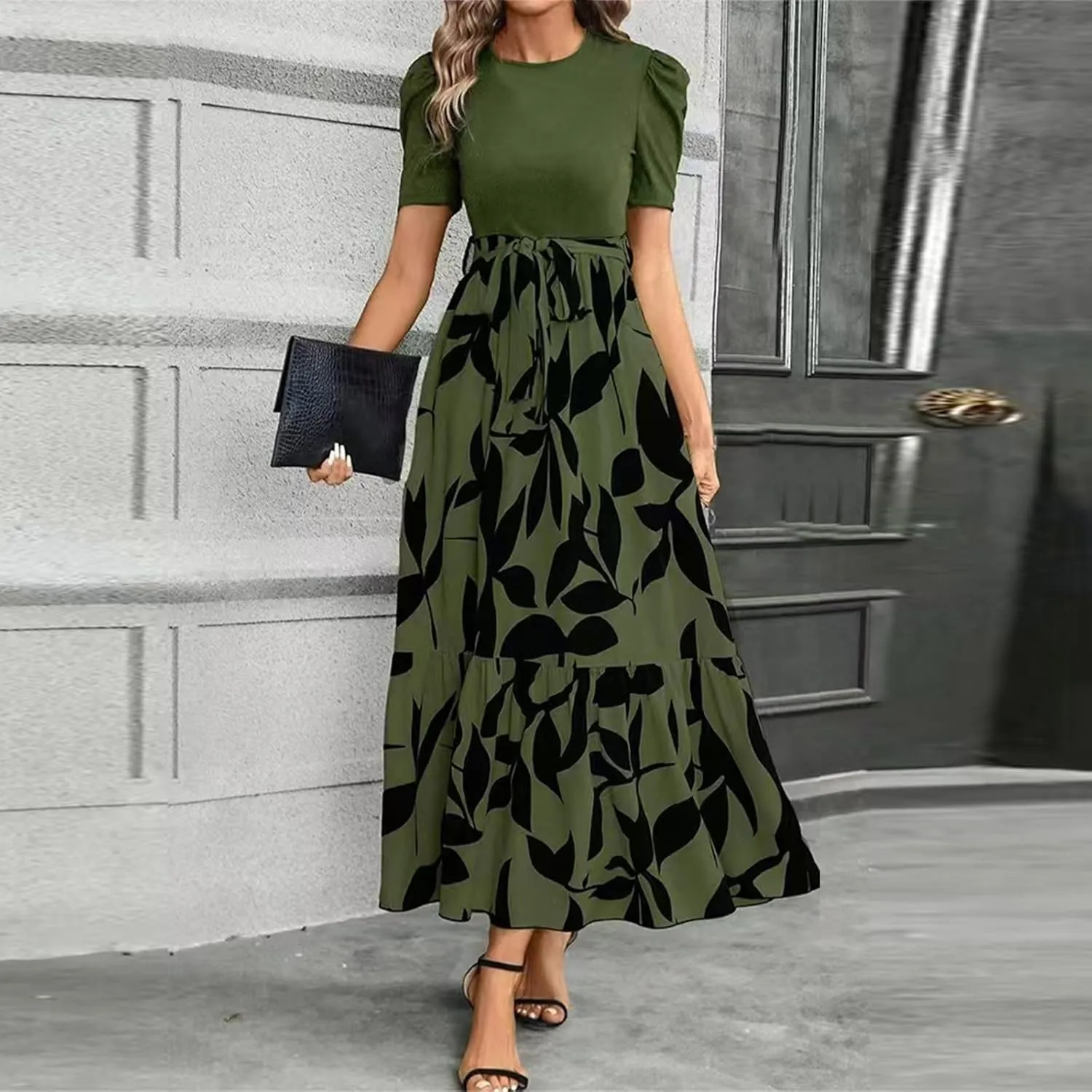 Womens Dresses,Womens Easter Dresses Plus Size A Line Wedding Guest Spring Summer Wrap Dress for Women 2025