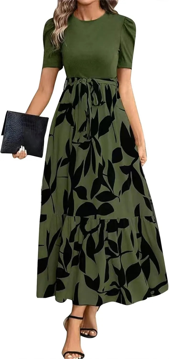 Womens Dresses,Womens Easter Dresses Plus Size A Line Wedding Guest Spring Summer Wrap Dress for Women 2025