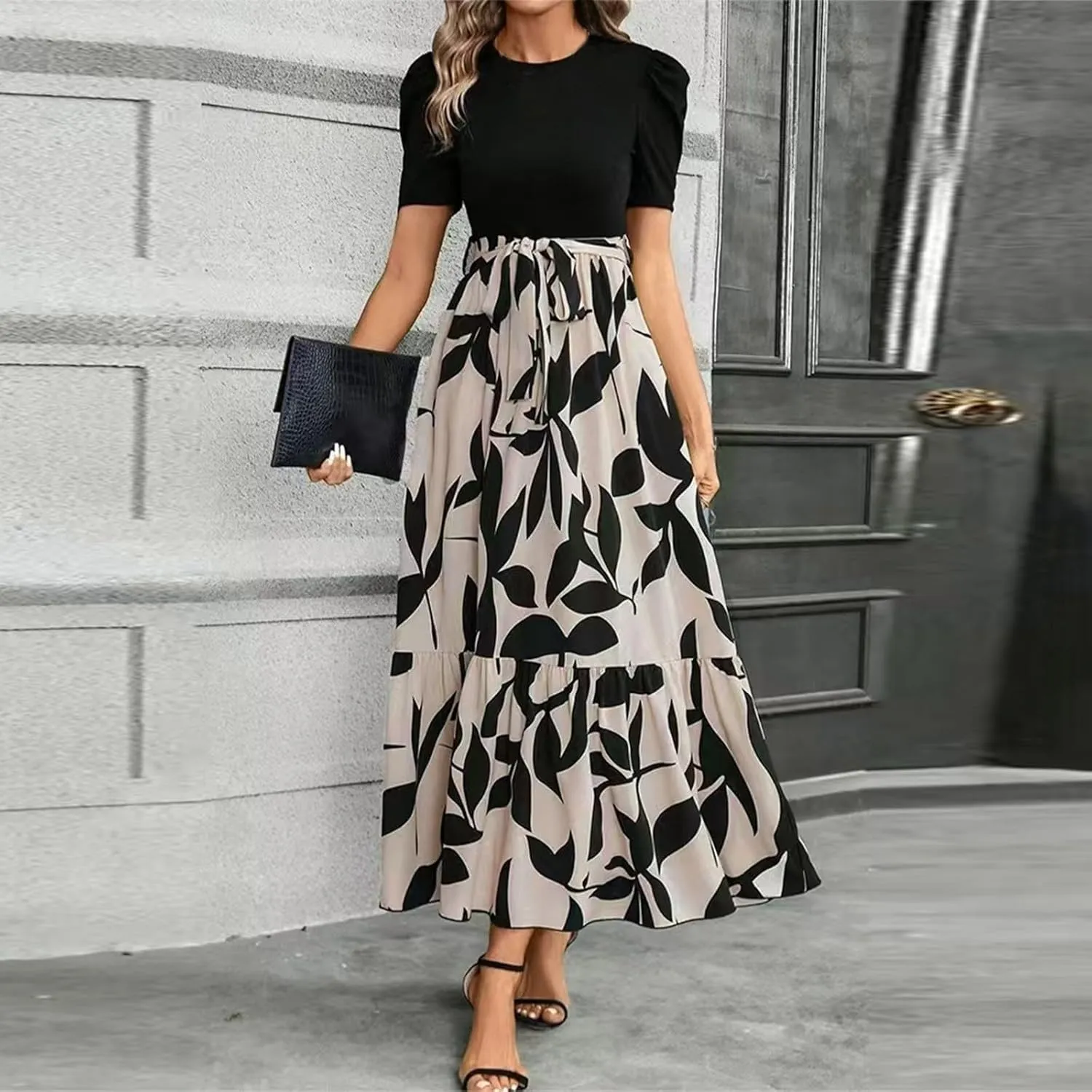 Womens Dresses,Womens Easter Dresses Plus Size A Line Wedding Guest Spring Summer Wrap Dress for Women 2025