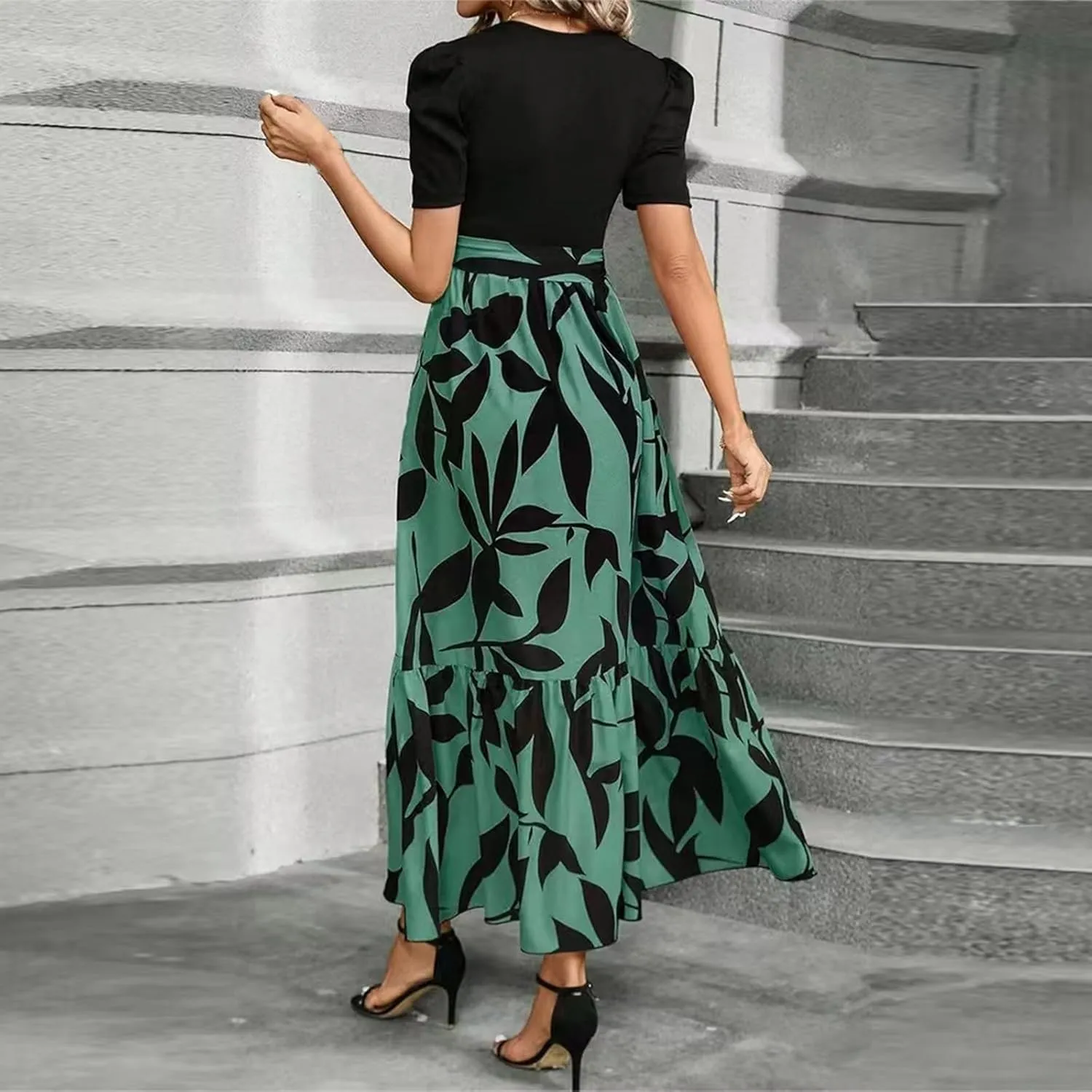 Womens Dresses,Womens Easter Dresses Plus Size A Line Wedding Guest Spring Summer Wrap Dress for Women 2025