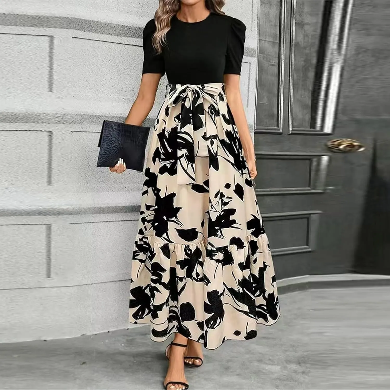 Womens Dresses,Womens Easter Dresses Plus Size A Line Wedding Guest Spring Summer Wrap Dress for Women 2025