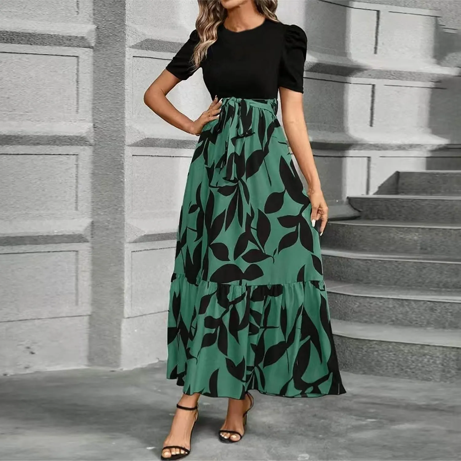 Womens Dresses,Womens Easter Dresses Plus Size A Line Wedding Guest Spring Summer Wrap Dress for Women 2025