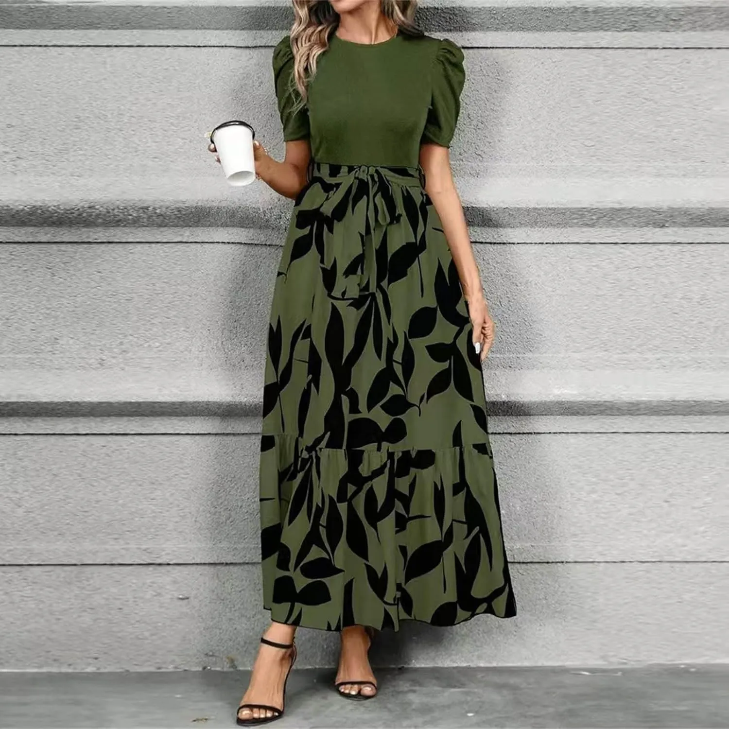 Womens Dresses,Womens Easter Dresses Plus Size A Line Wedding Guest Spring Summer Wrap Dress for Women 2025